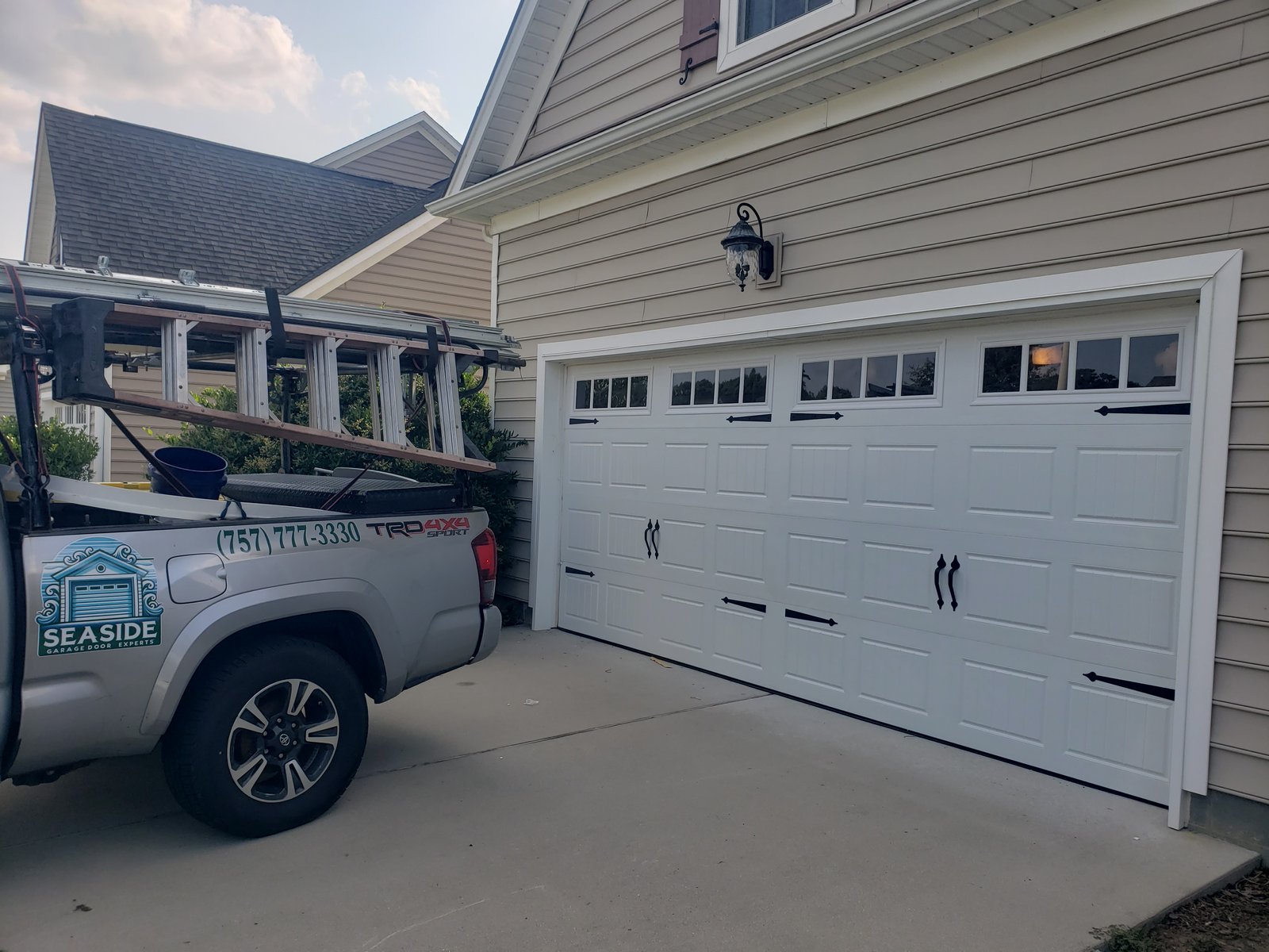 New replacement garage door installed by Seaside Garage Door Experts in Virginia Beach, VA